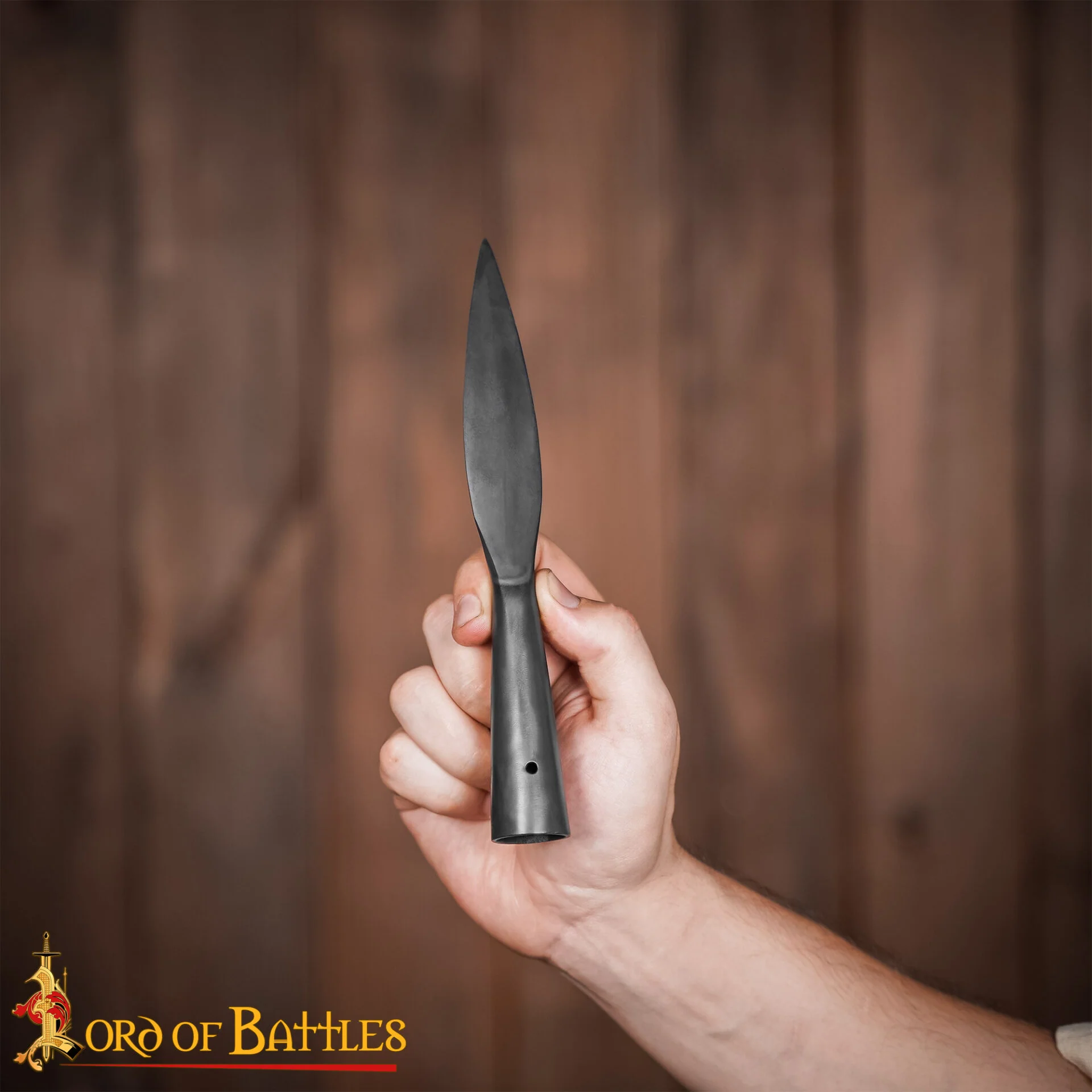 Punta de Lanza Vikinga Medieval - Acero Al Carbono Forjado a Mano - Hoja Corta con Mango Cónico - Image 6