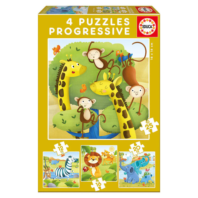 Puzzle Progresivo Animales Salvajes 12-16-20-25Pzs