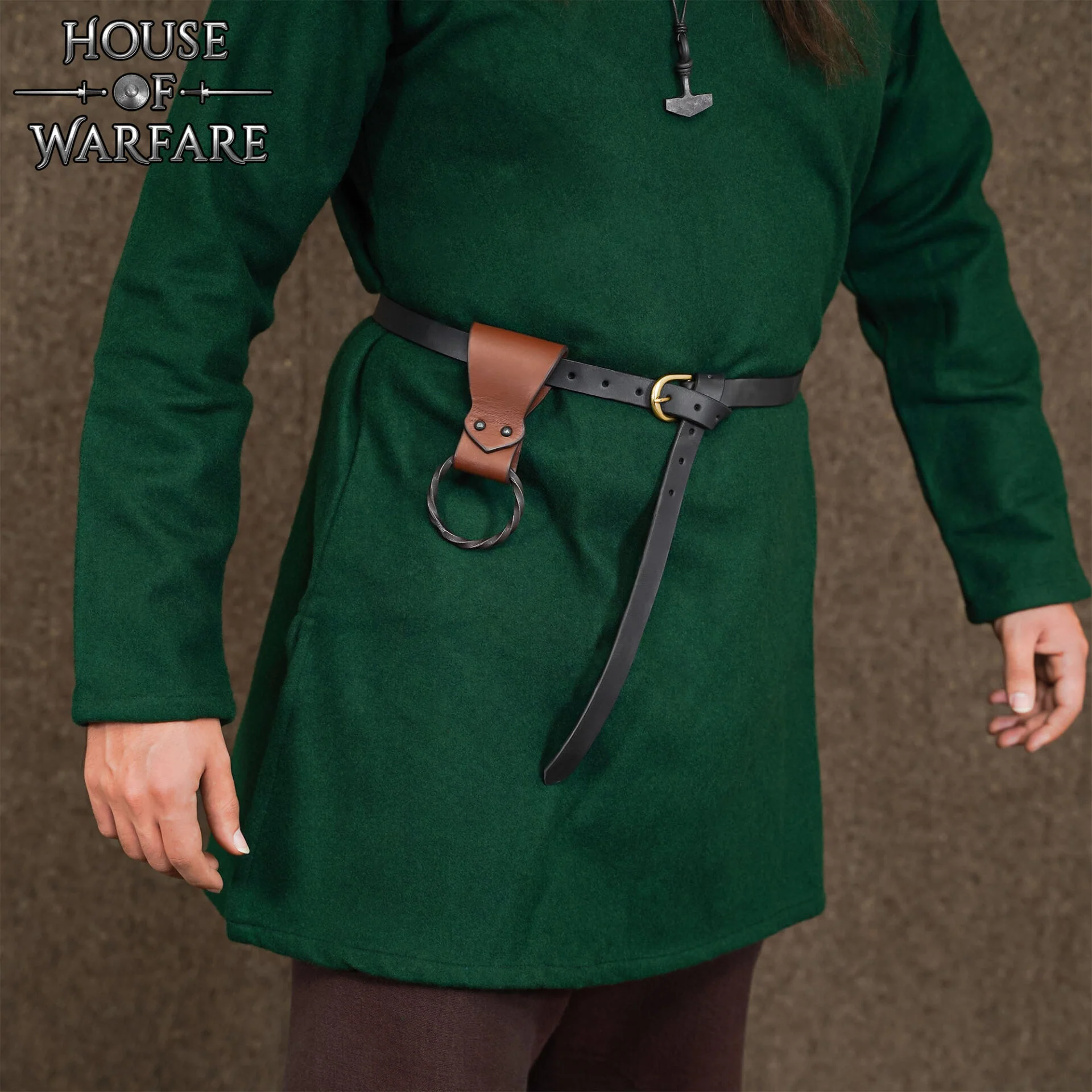 Rana Medieval de Cuero con Anillo de Hierro Torcido Forjado a Mano - Porta Cinturón Marrón para Hachas, Espadas y Herramientas - 6 "x1.5" - Image 17