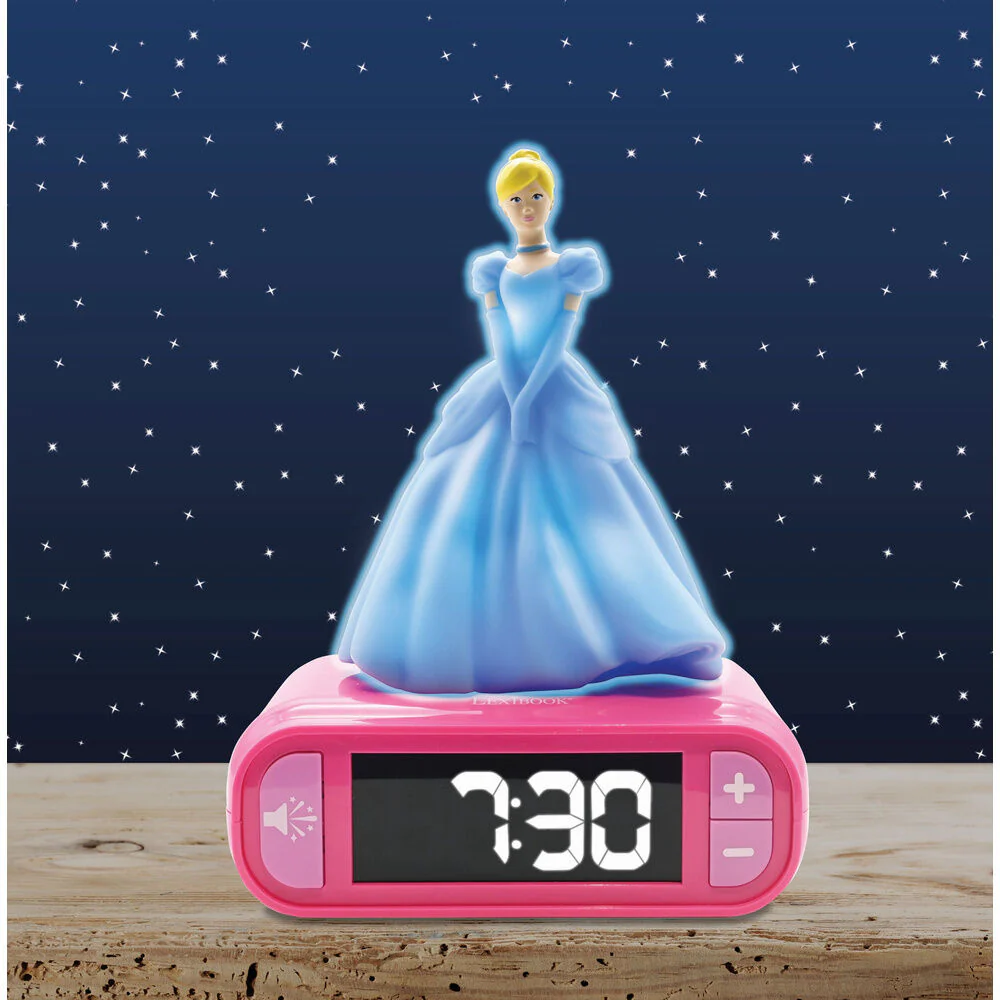 Reloj Despertador Luz Nocturna 3D Cenicienta Princesas Disney - Image 3