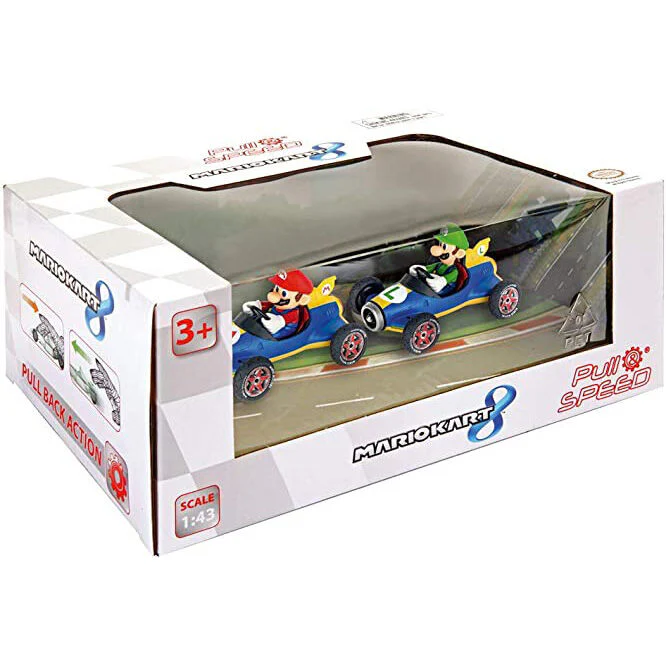 Set 2 Coches Pull Speed Mario + Luigi Mario Kart 8