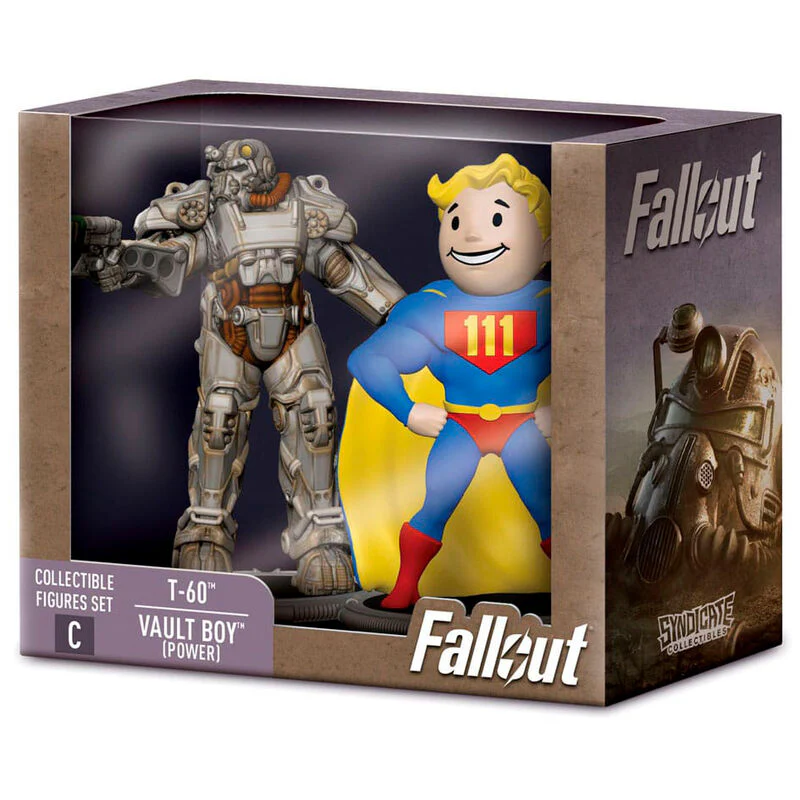 Set 2 Figuras T-60 & Vaoult Boy Power Fallout 7Cm
