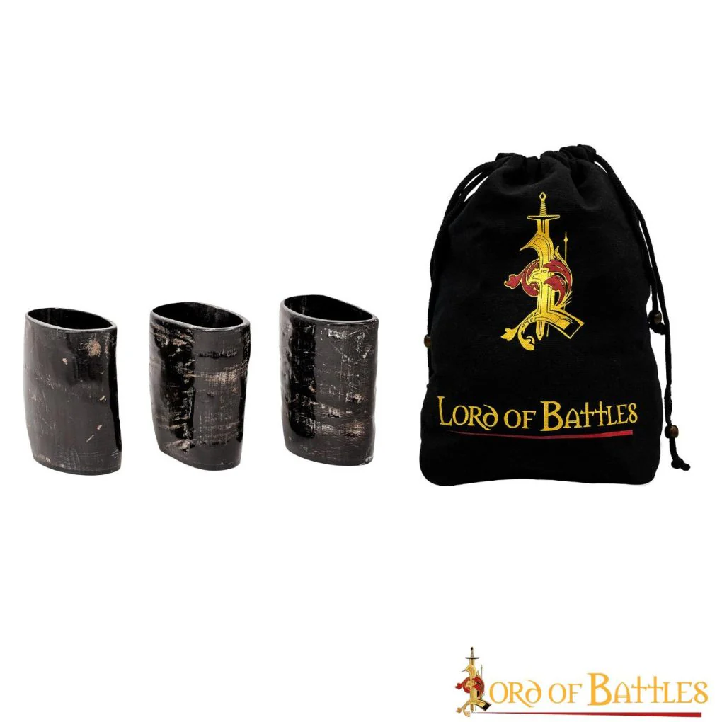 Set de 3 Vasos Medievales Vikingos de Cuerno de Búfalo Genuino Hechos a Mano - Image 8