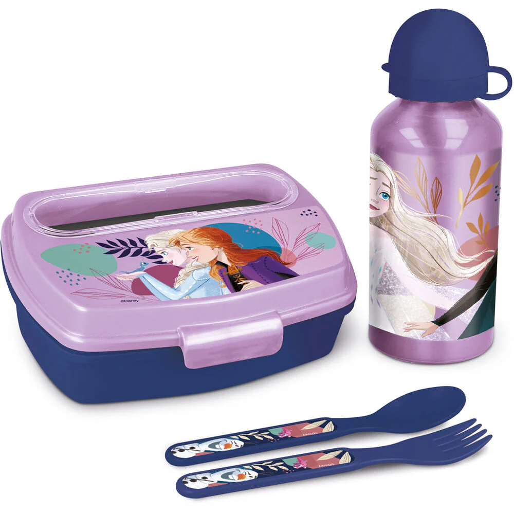 Set Sandwichera Cubiertos + Botella Aluminio Frozen Disney 400Ml - Image 2