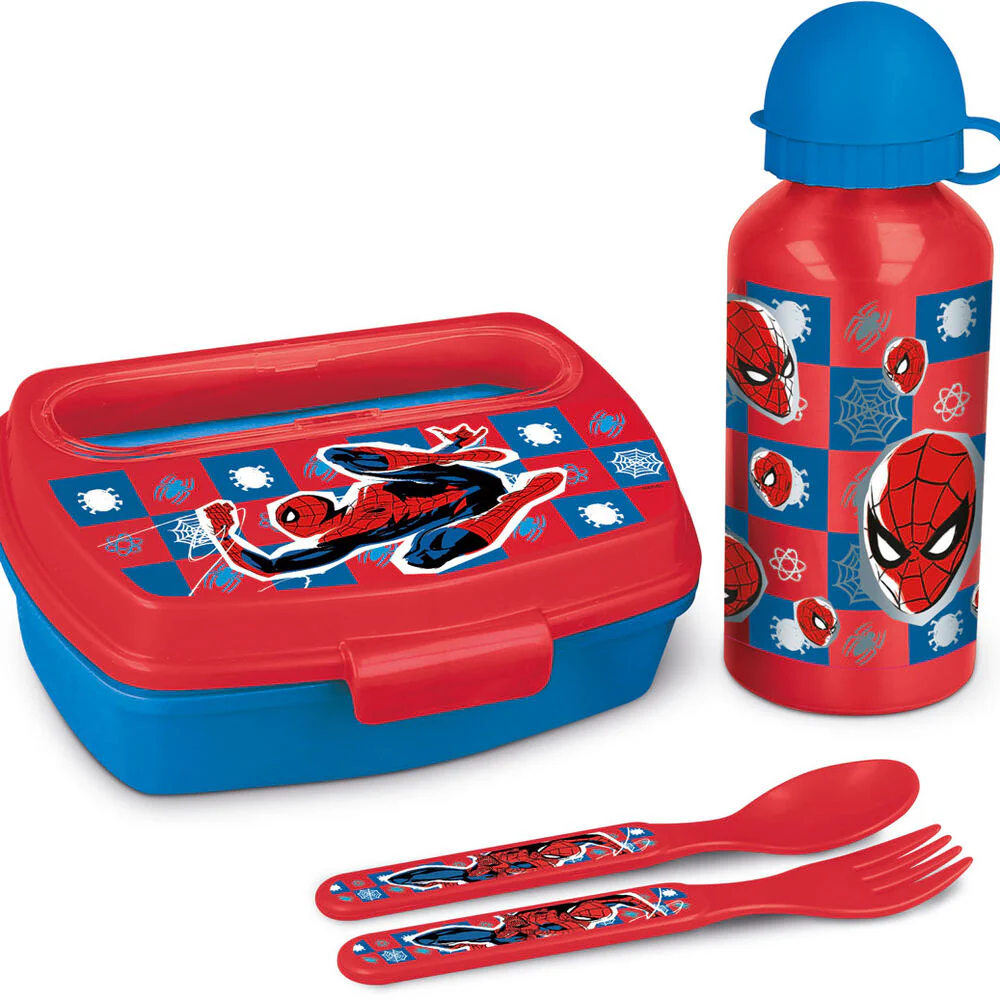 Set Sandwichera Cubiertos + Botella Aluminio Spiderman Marvel 400Ml - Image 2