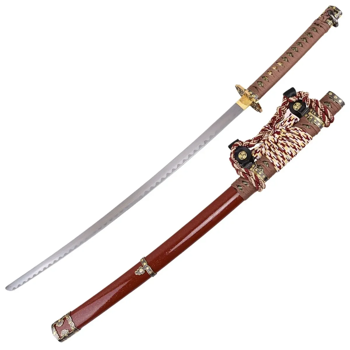 Tachi Decorativo Japonés Lacado Granate Estilo Tradicional - Image 2