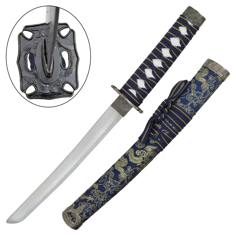 Tanto Decorativo Japonés con Funda de Madera – Negro, Rojo y Azul 44.5 cm - Image 3