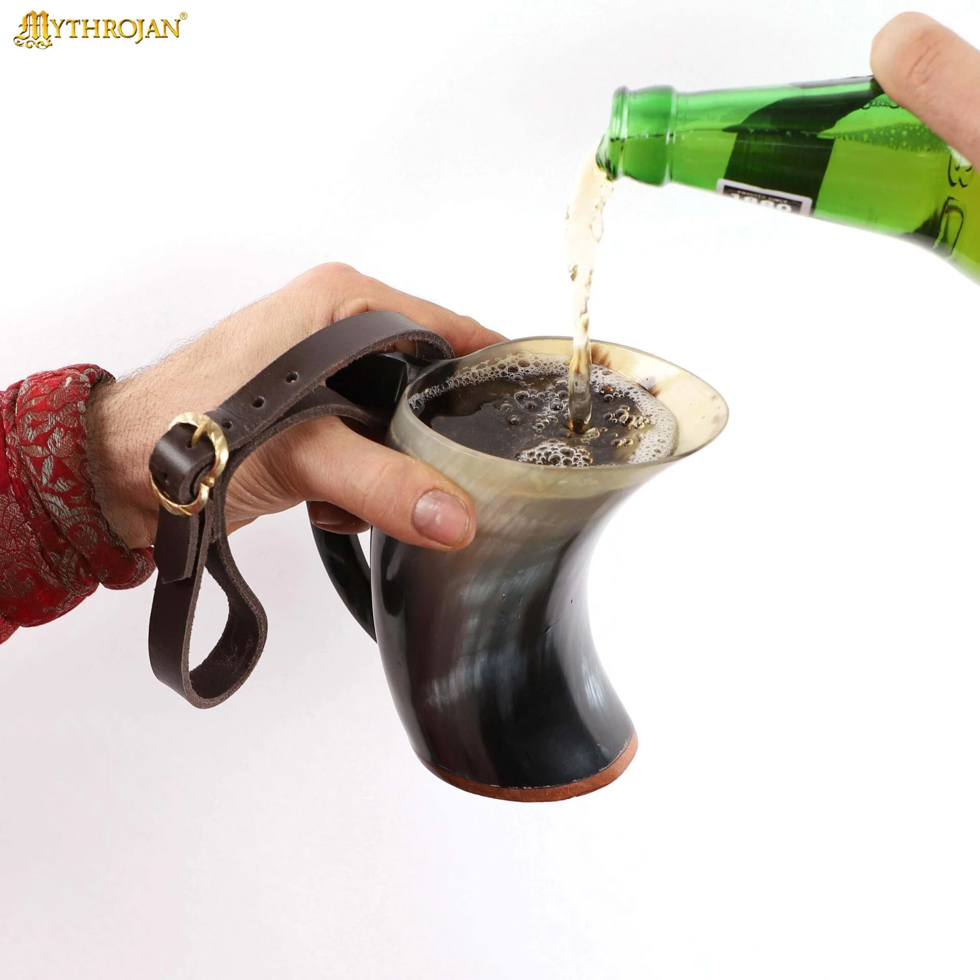 Taza Mythrojan Hot Horn Tankard con Correa de Cuero 300ml - Image 3