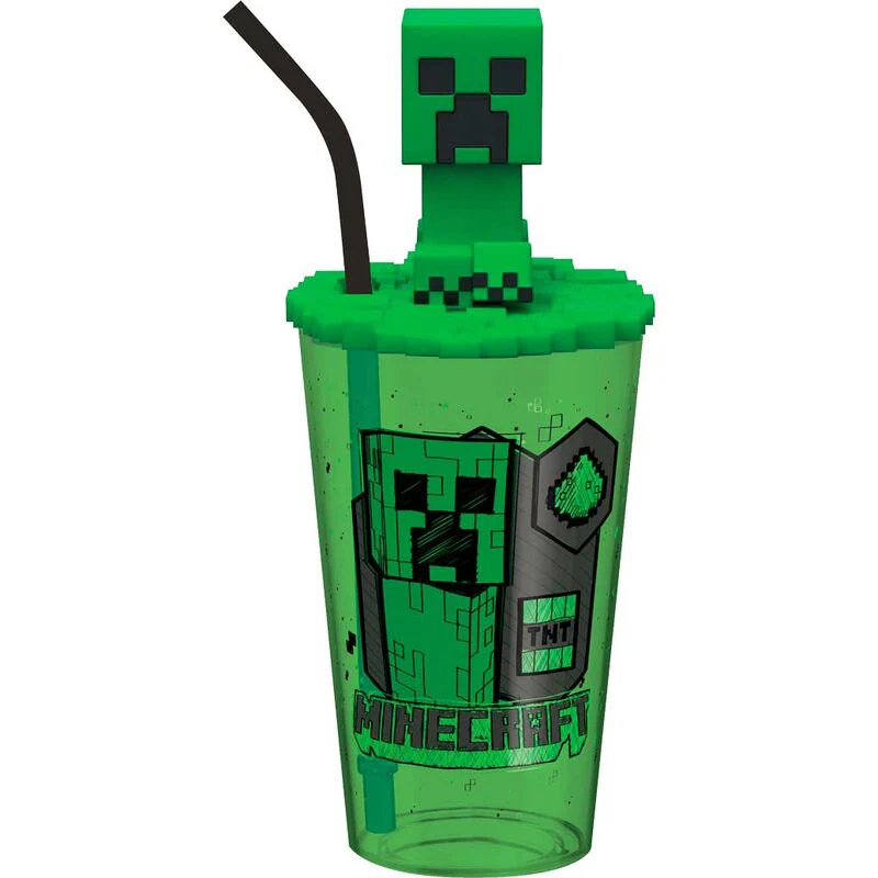 Vaso Caña Topper 3D Minecraft 500Ml